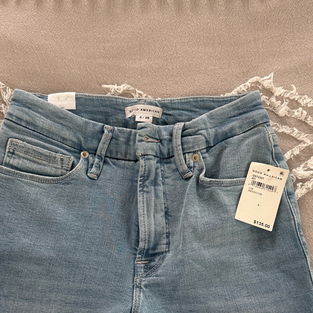 Good American High Rise Light Blue Jeans Good Legs Straight